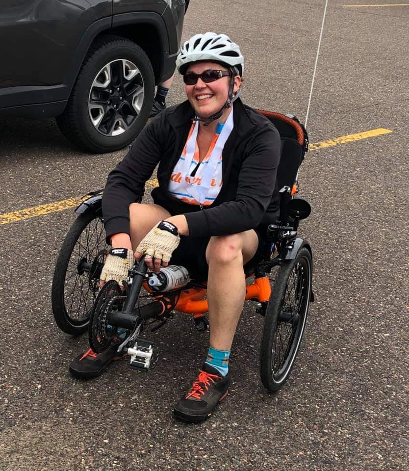 Nora on her recumbent trike